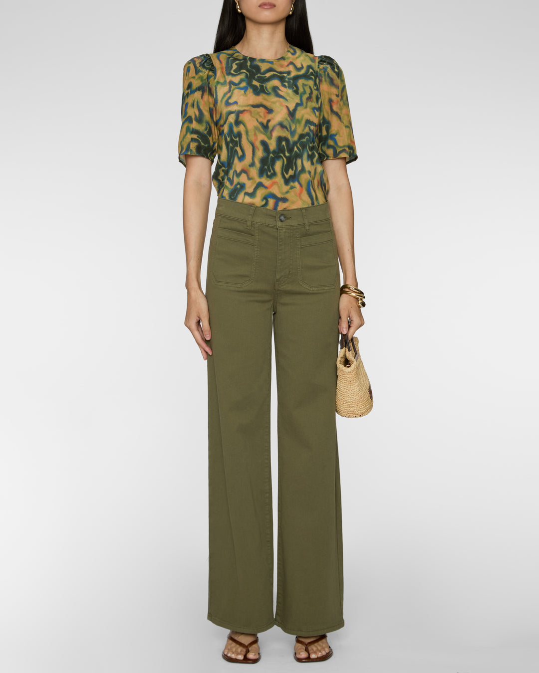 ULLA JOHNSON Corine Short Sleeve Silk Top