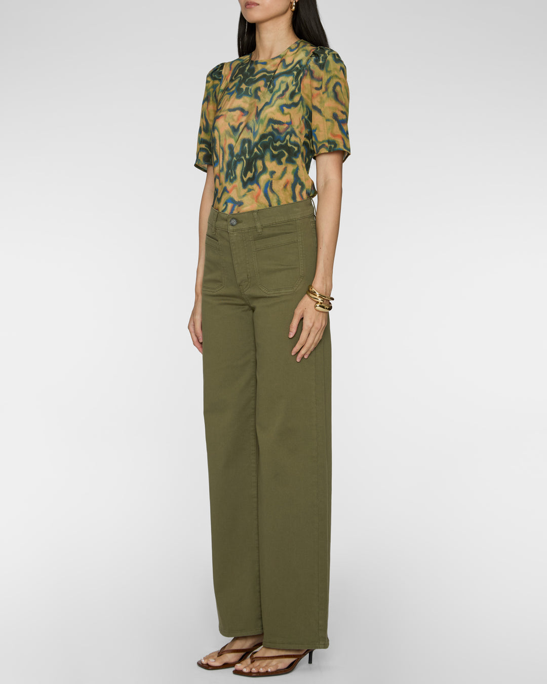 ULLA JOHNSON Corine Short Sleeve Silk Top