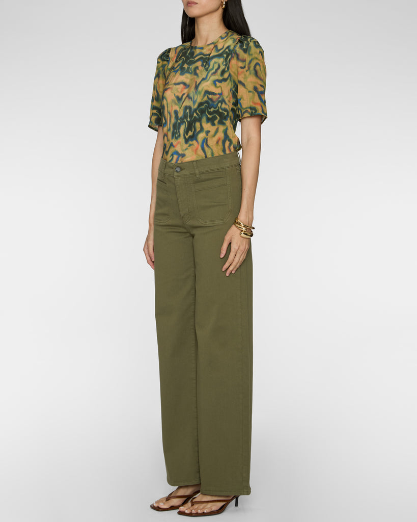 ULLA JOHNSON Corine Short Sleeve Silk Top