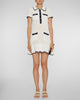 Cream Crochet Collared Mini Dress