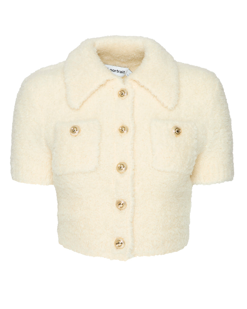 Cream Fluffy Knit Top
