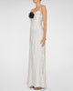 Cream Polka Dot Satin Maxi Dress