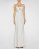 Cream Polka Dot Satin Maxi Dress