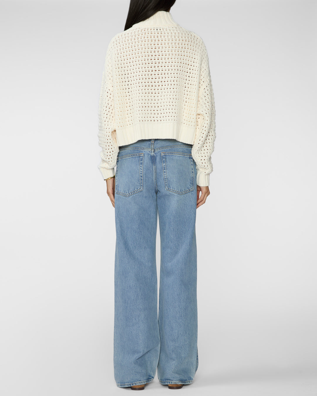 STAUD Cropped Hampton Sweater in Ivory