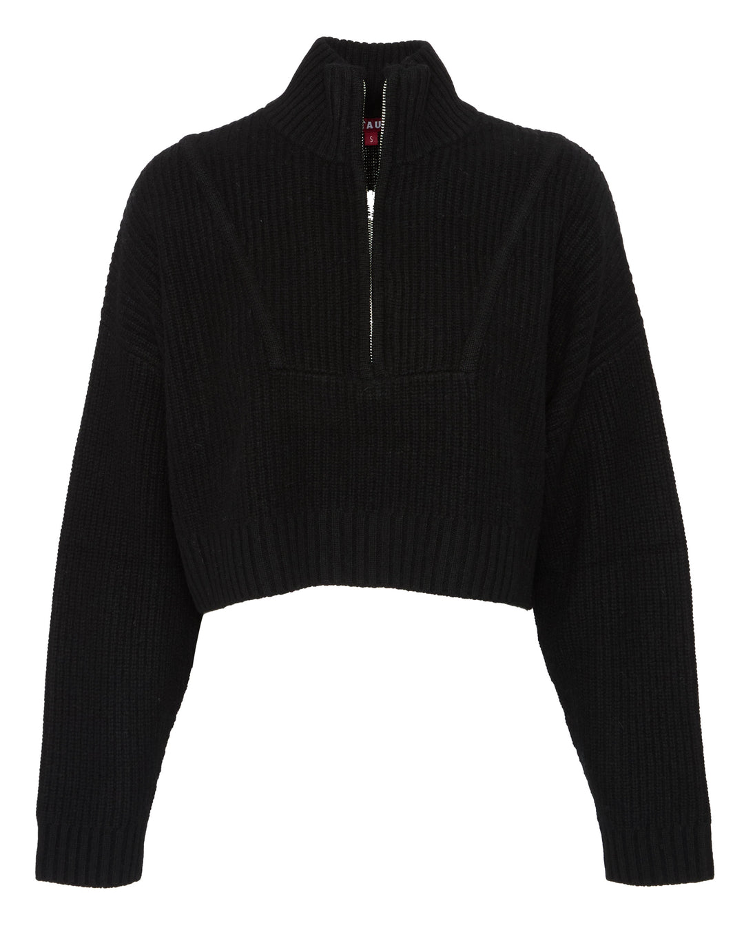 STAUD Cropped Hampton Cashmere Sweater in Black