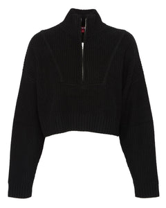 Cropped Hampton Cashmere Sweater in Black
