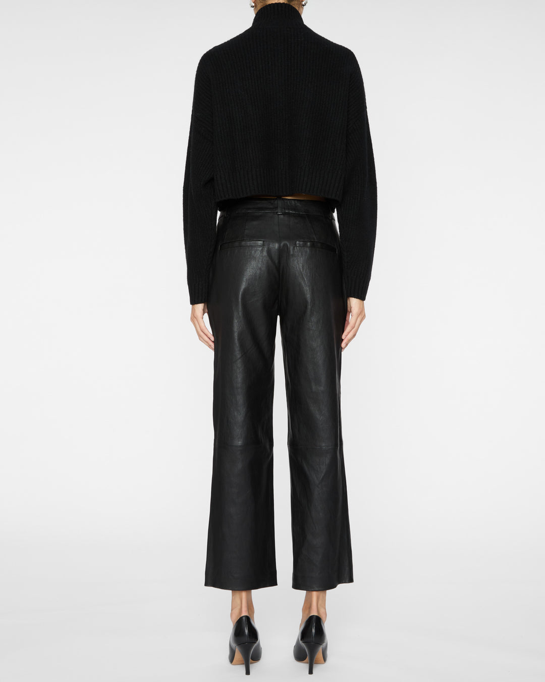 STAUD Cropped Hampton Cashmere Sweater in Black