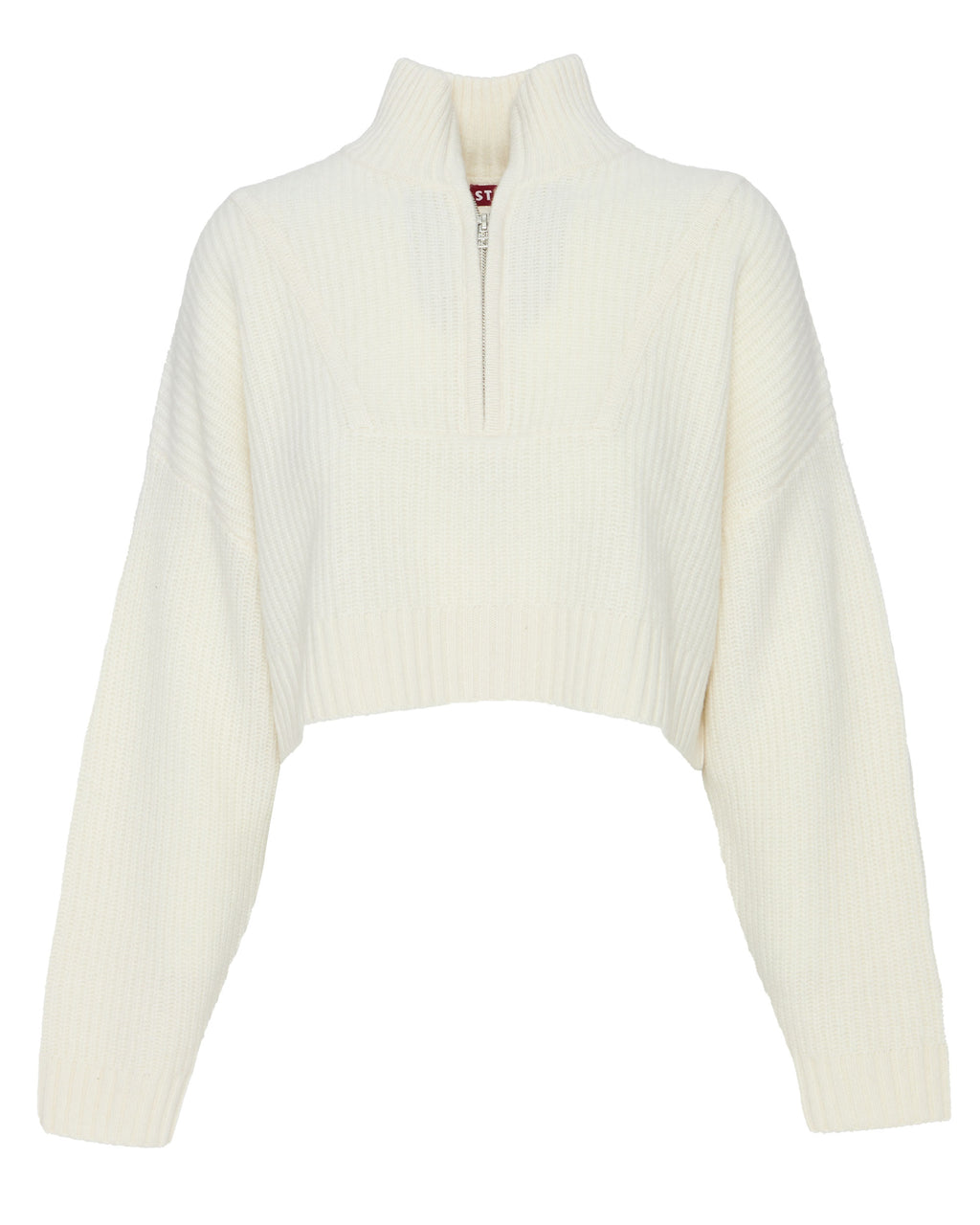 STAUD Cropped Hampton Cashmere Sweater in Ivory