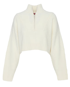 Cropped Hampton Cashmere Sweater in Ivory