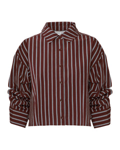 Cropped Isolde Button Down in Spice Multi Stripe