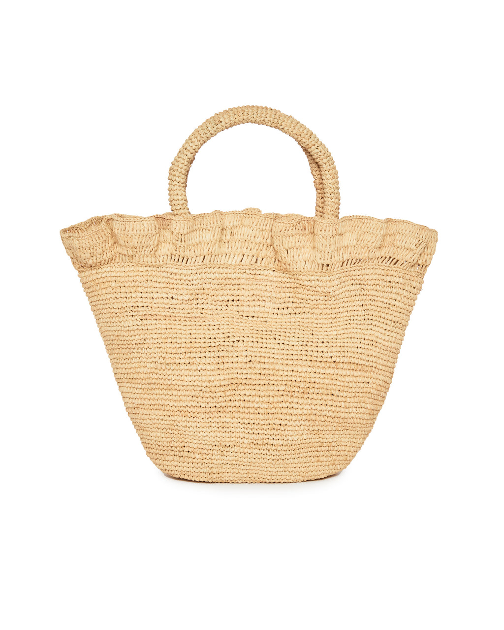 Cyrus Natural Woven Tote with Ruffle