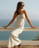Cream Polka Dot Satin Maxi Dress