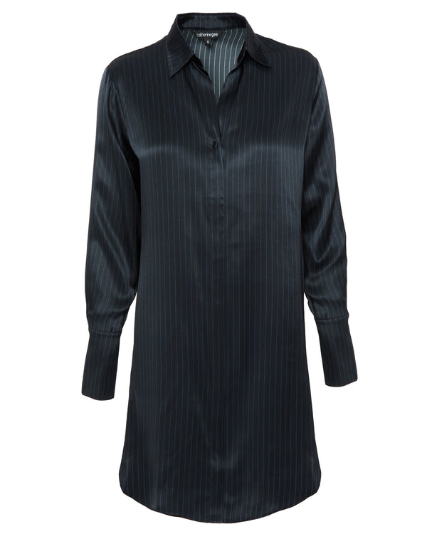 CATHERINEGEE Daria Shirt Dress in Navy Pinstripe