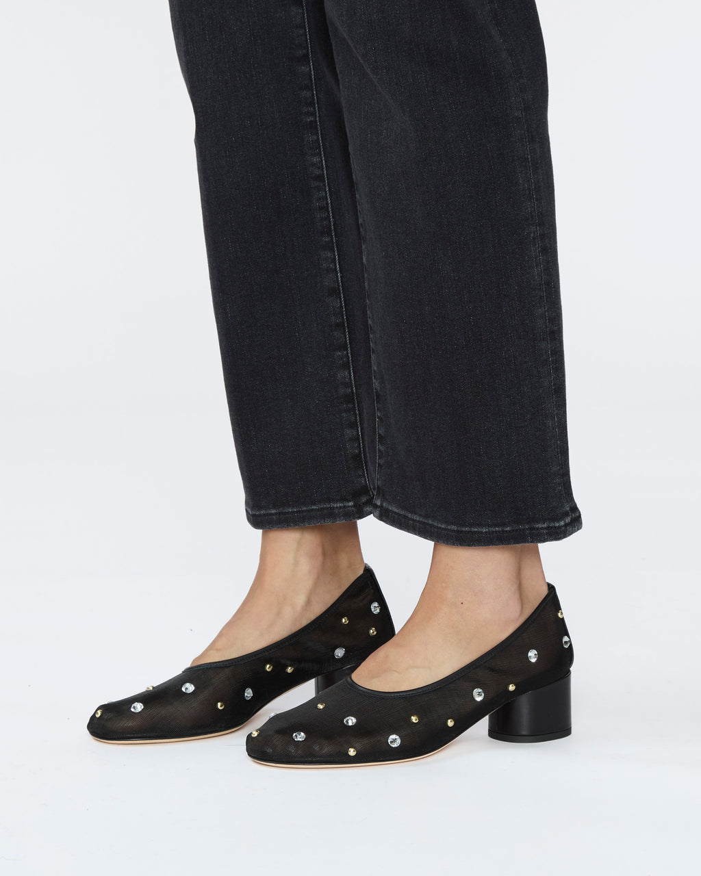 DEAR FRANCES Balla Pump in Black Crystals & Studs