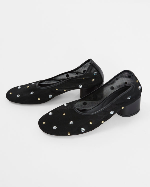 DEAR FRANCES Balla Pump in Black Crystals & Studs