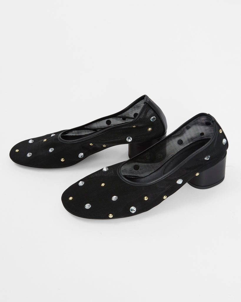 DEAR FRANCES Balla Pump in Black Crystals & Studs