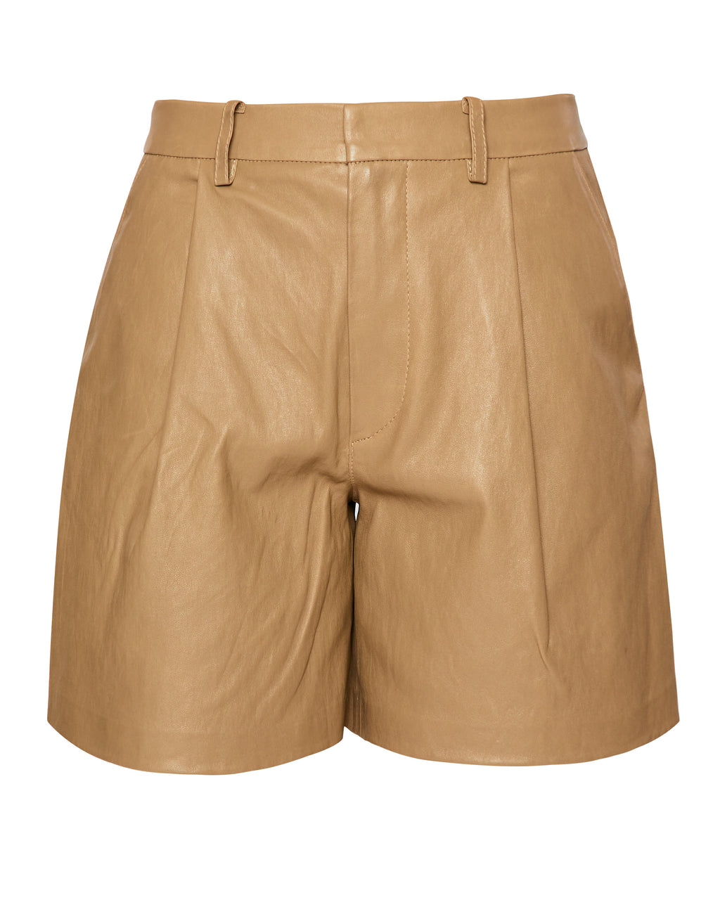 Deep Pleat Trouser Shorts in Khaki