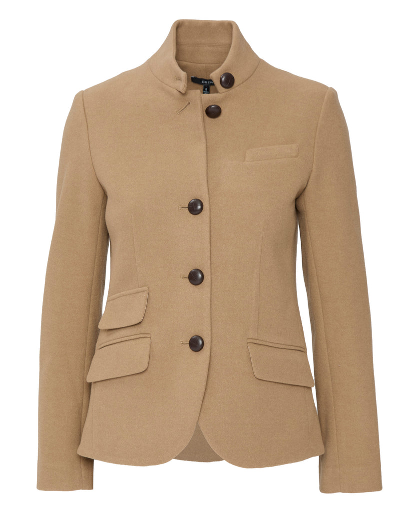 DREW Jordan Blazer in Camel with Black Buttons