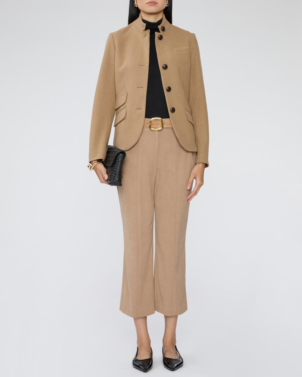 DREW Jordan Blazer in Camel with Black Buttons