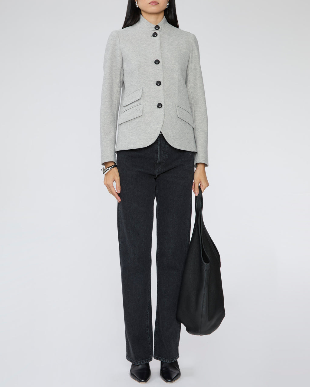 DREW Jordan Blazer in Heather Grey with Black Buttons