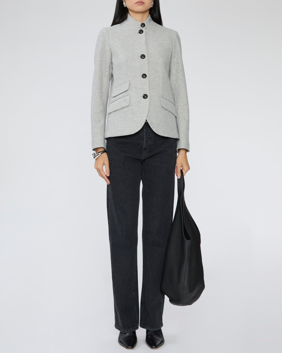 DREW Jordan Blazer in Heather Grey with Black Buttons