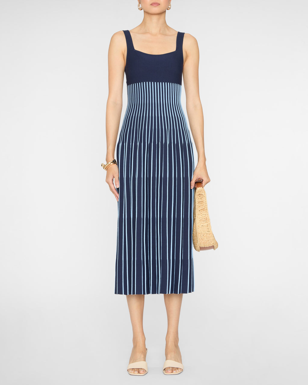 STAUD Ellison Dress in Navy/Clear Blue