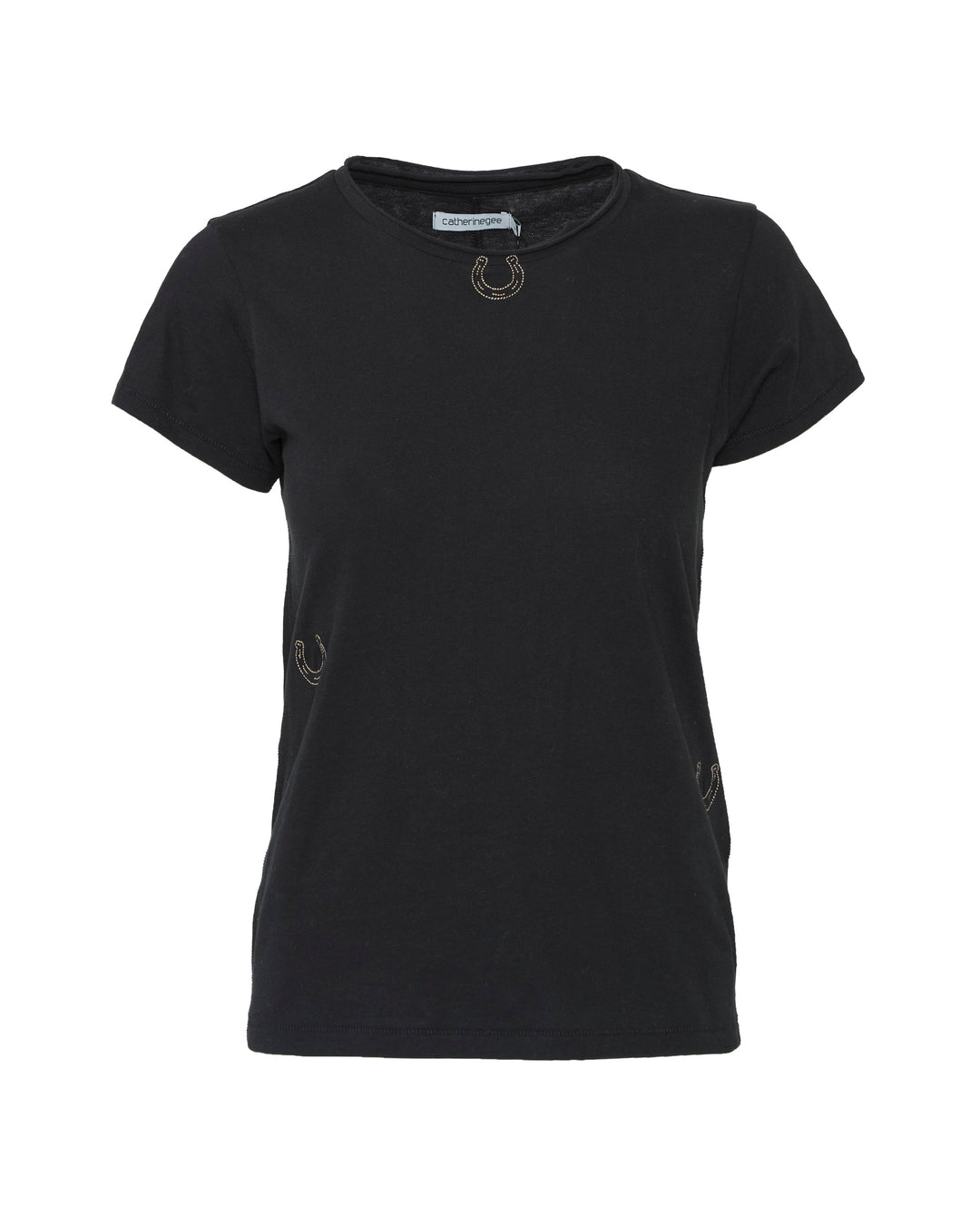CATHERINEGEE Embroidered Cotton T-Shirt in Black Horseshoe