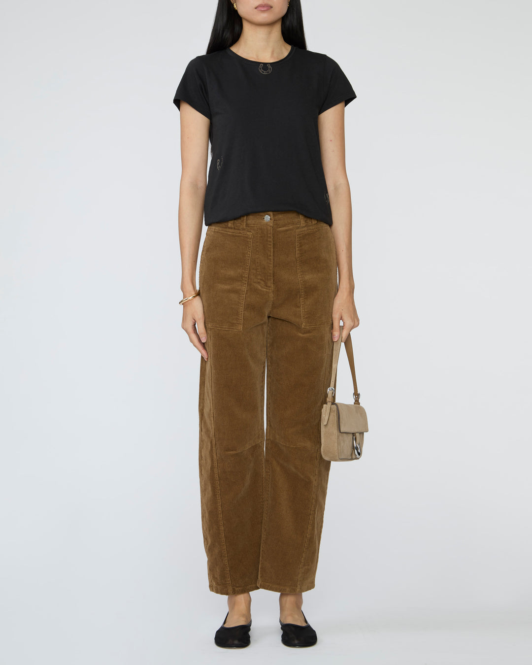 CATHERINEGEE Embroidered Cotton T-Shirt in Black Horseshoe