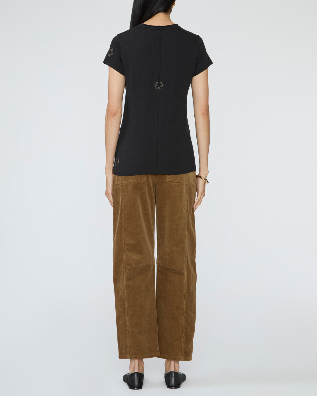 CATHERINEGEE Embroidered Cotton T-Shirt in Black Horseshoe