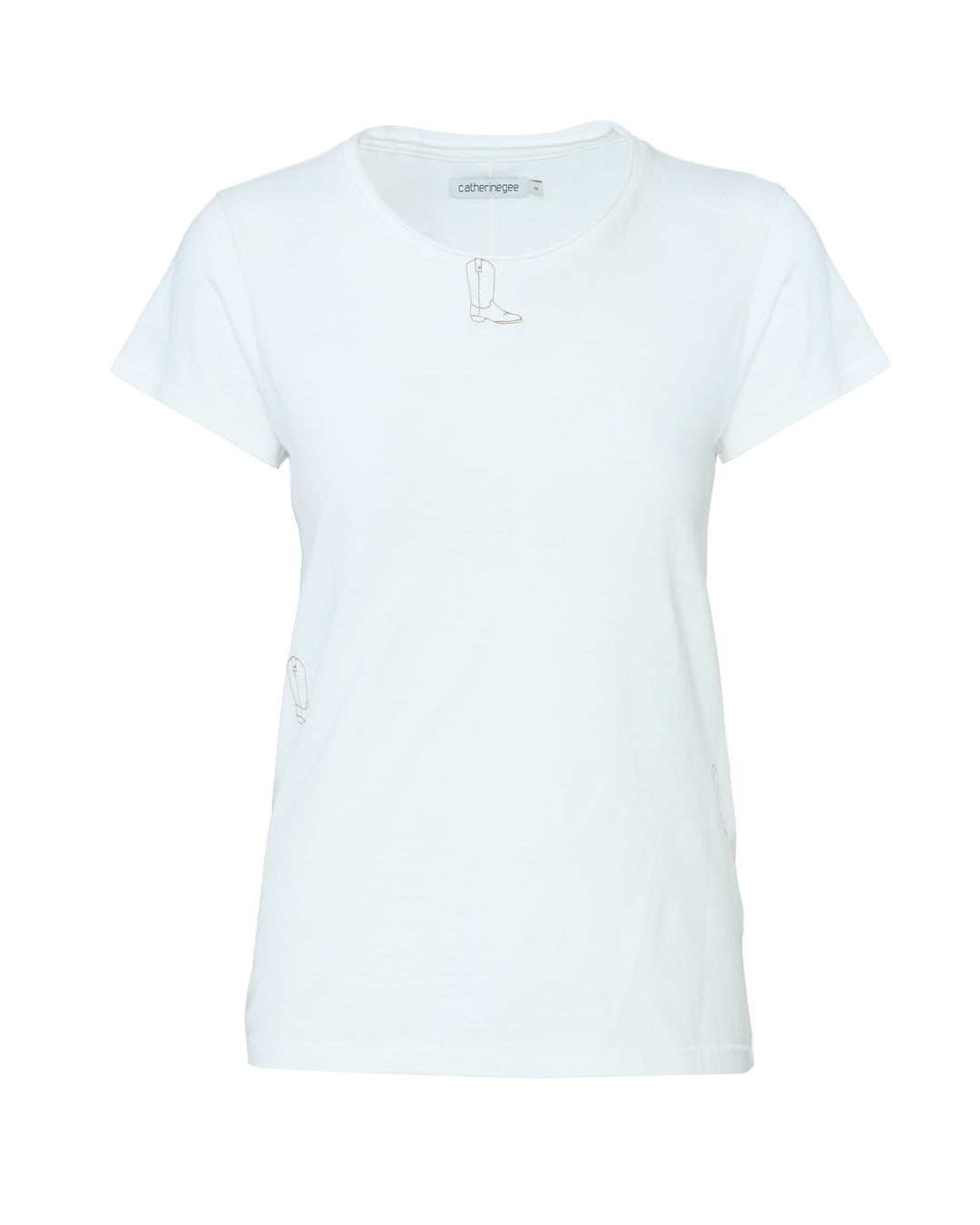 CATHERINEGEE Embroidered Cotton T-Shirt in Boot