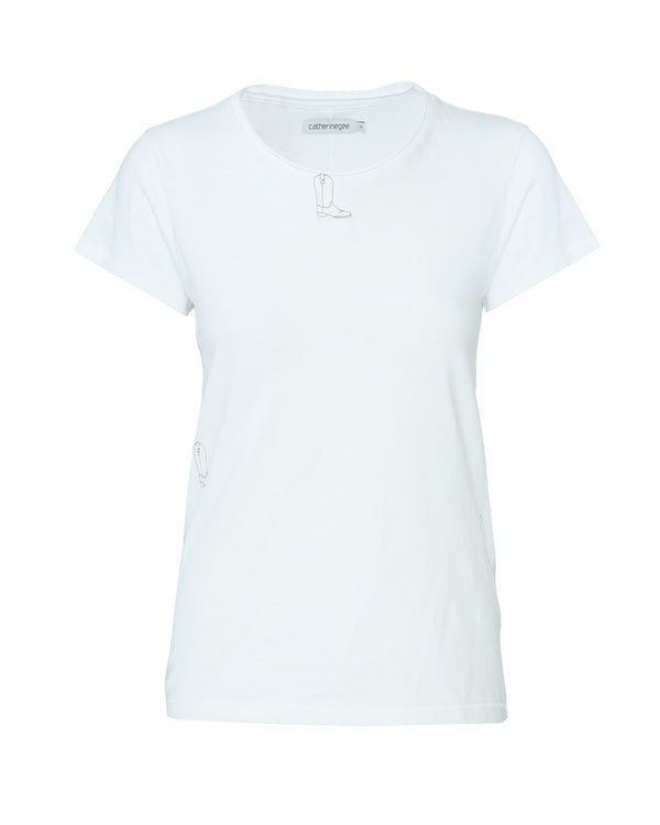 CATHERINEGEE Embroidered Cotton T-Shirt in Boot