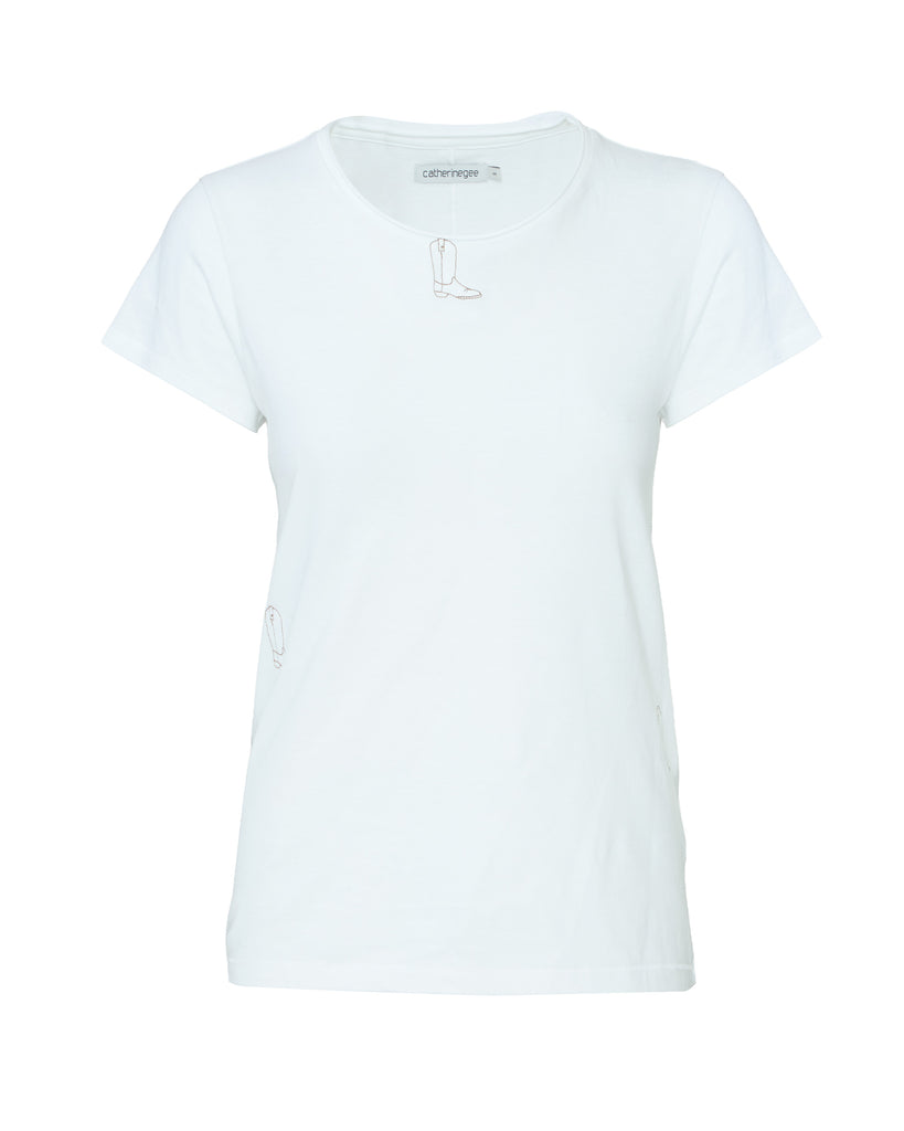 CATHERINEGEE Embroidered Cotton T-Shirt in Boot