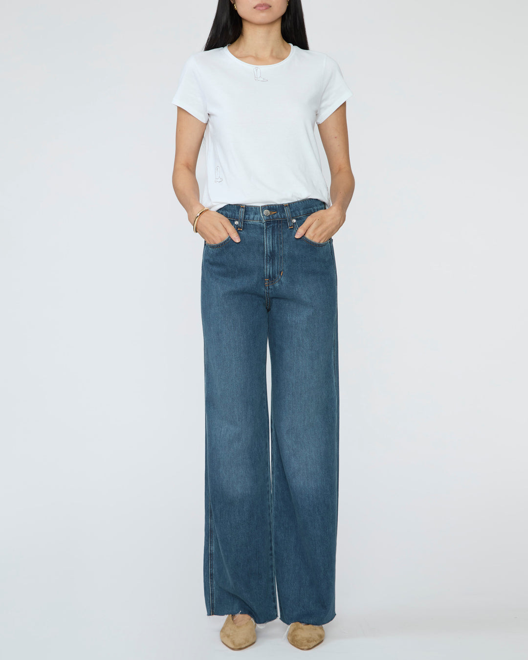 CATHERINEGEE Embroidered Cotton T-Shirt in Boot