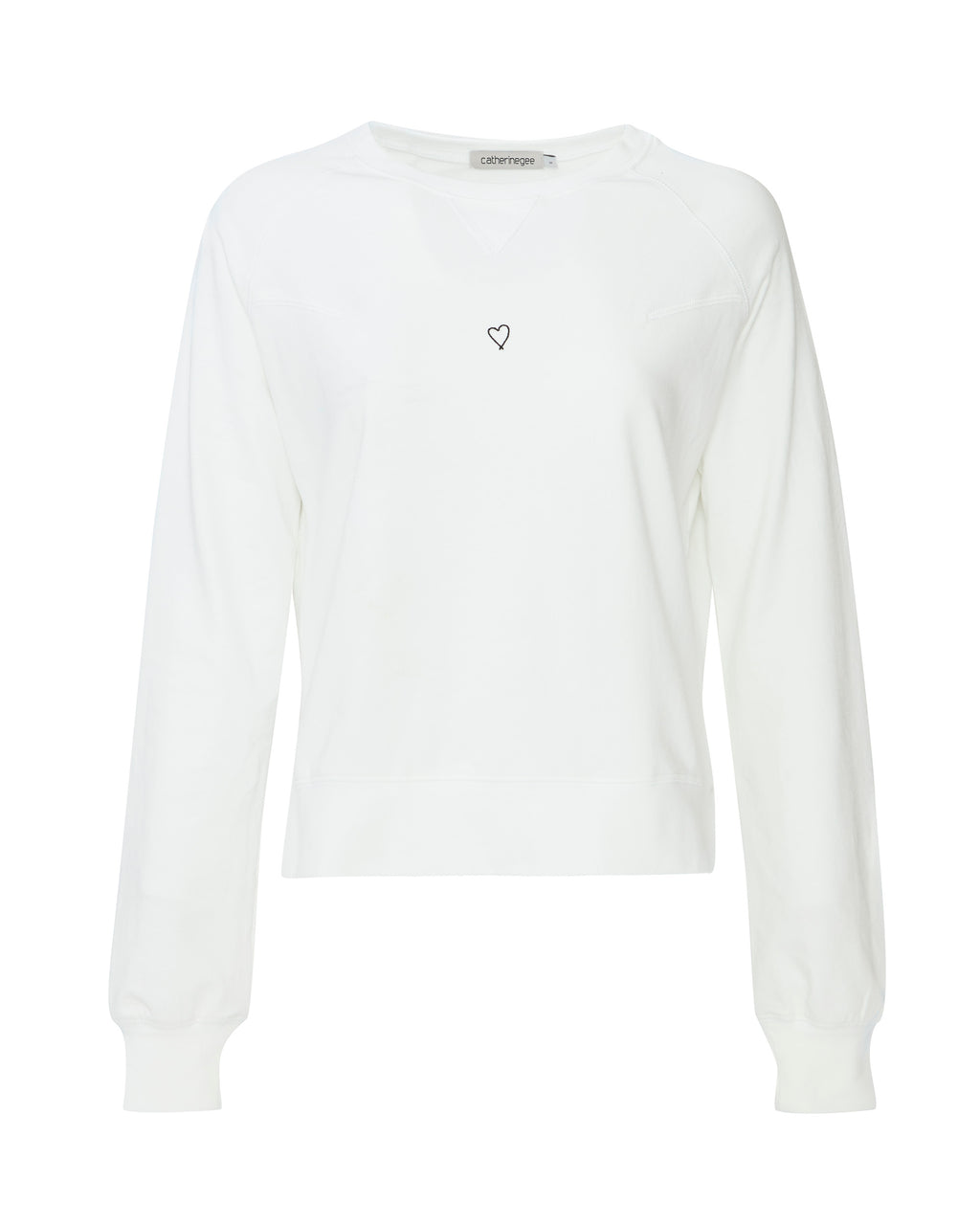 CATHERINE GEE Embroidered Heart Sweatshirt in White