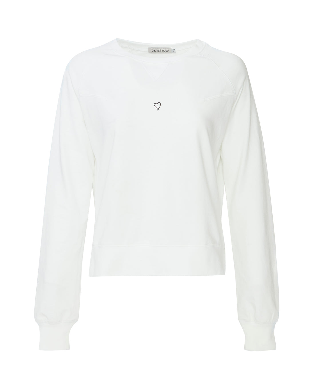 CATHERINE GEE Embroidered Heart Sweatshirt in White