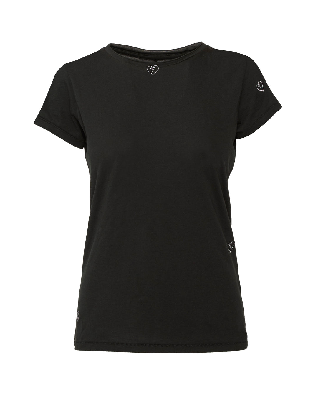 CATHERINE GEE Embroidered Cotton T-Shirt in Bolt Heart