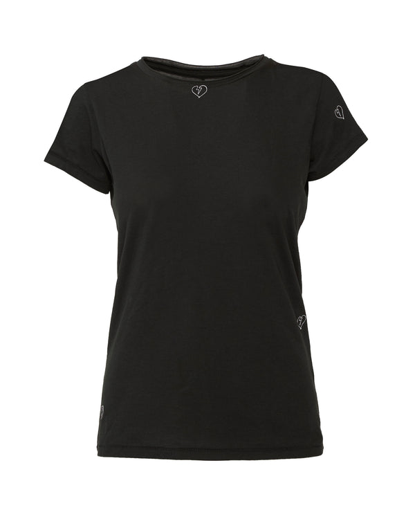 CATHERINE GEE Embroidered Cotton T-Shirt in Bolt Heart
