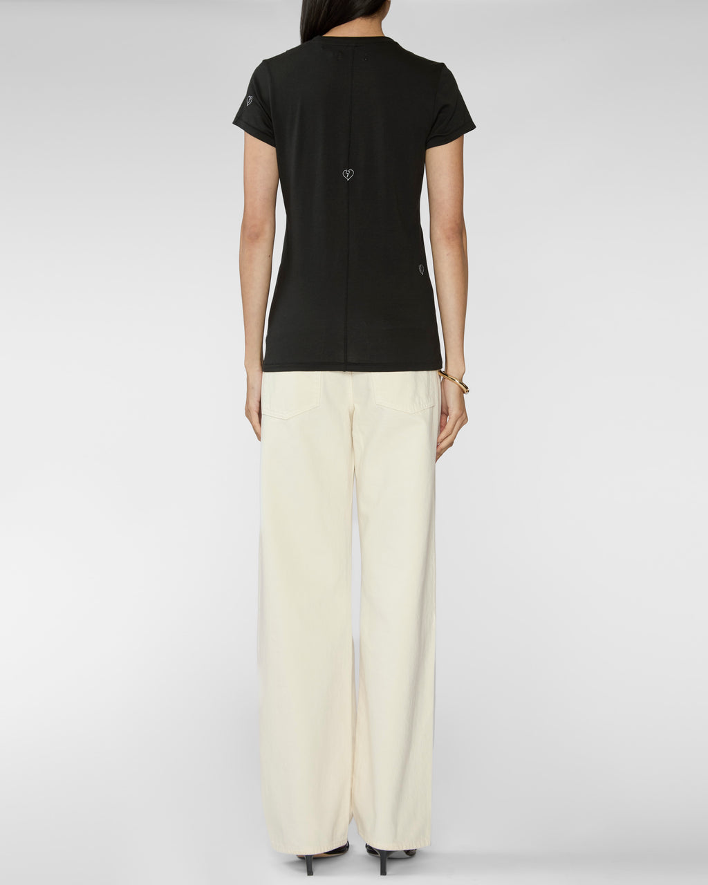 CATHERINE GEE Embroidered Cotton T-Shirt in Bolt Heart