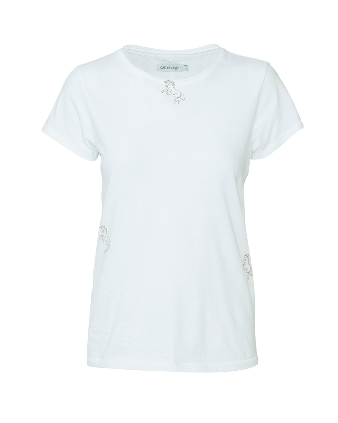 CATHERINEGEE Embroidered Cotton T-Shirt in Horse