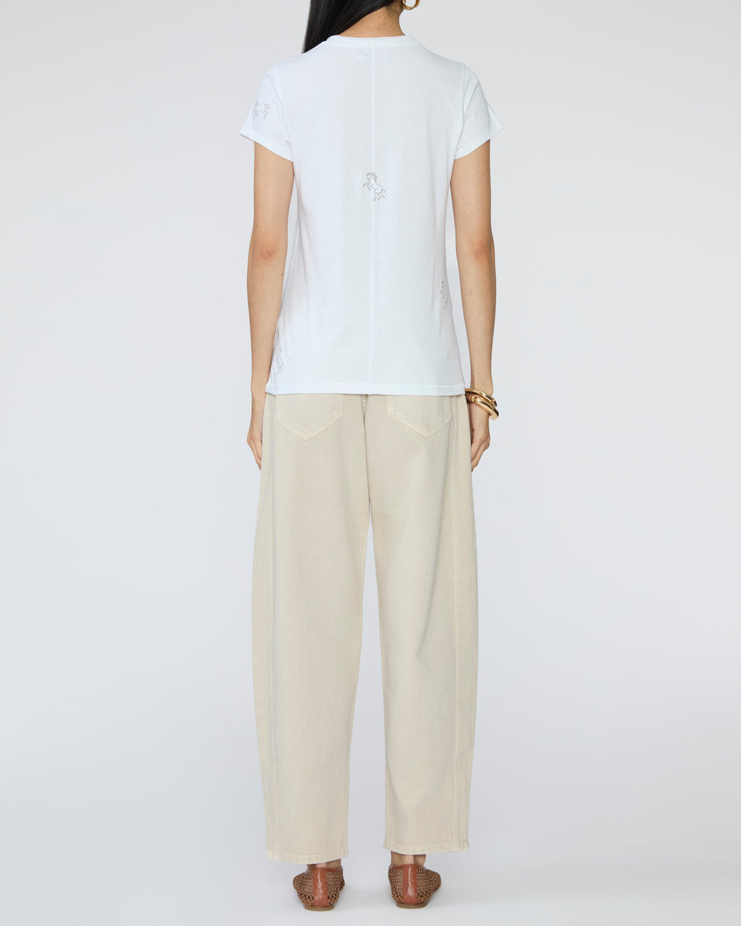 CATHERINEGEE Embroidered Cotton T-Shirt in Horse
