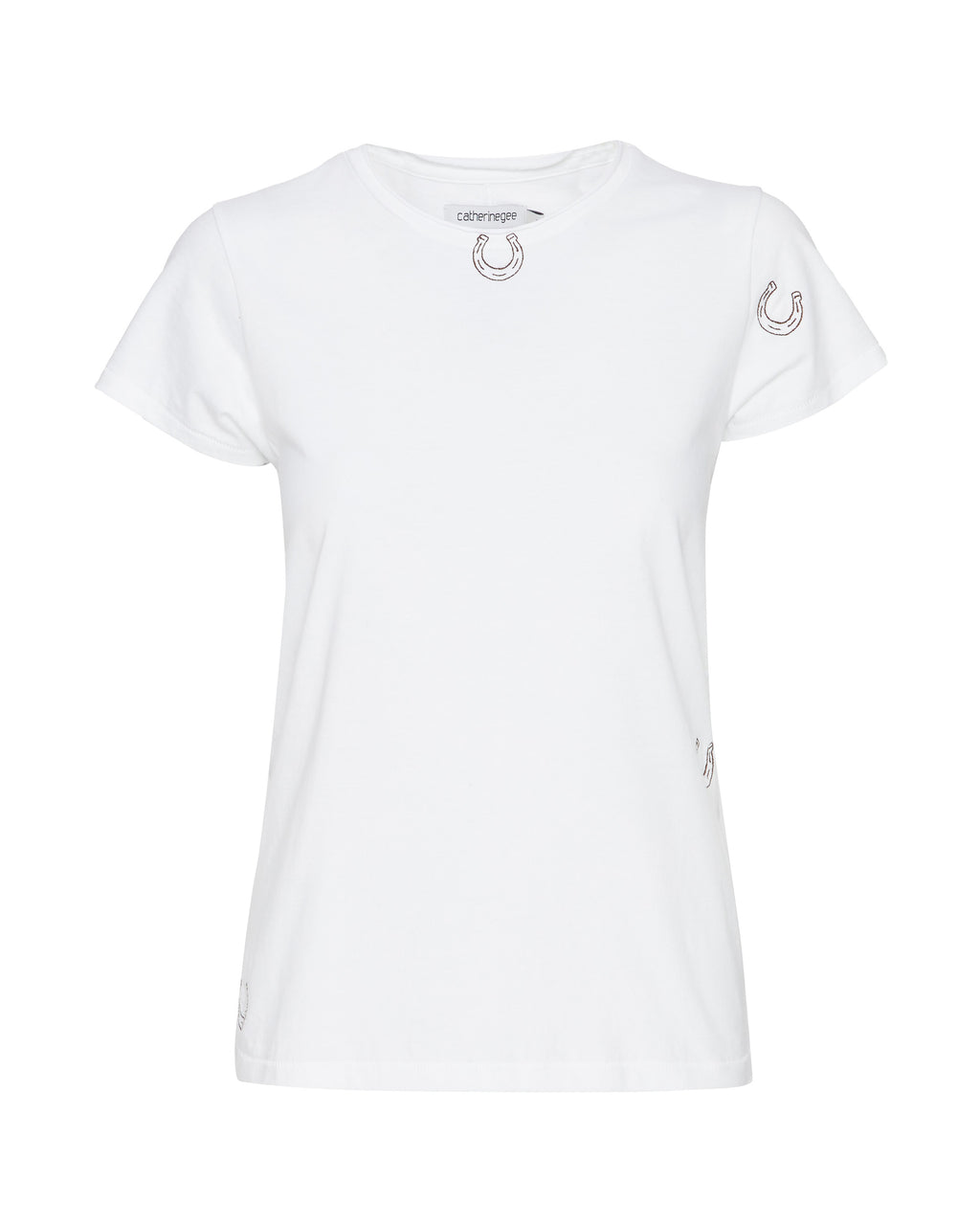 CATHERINEGEE Embroidered Cotton T-Shirt in Horseshoe