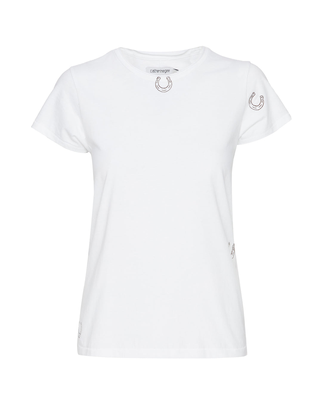 CATHERINEGEE Embroidered Cotton T-Shirt in Horseshoe