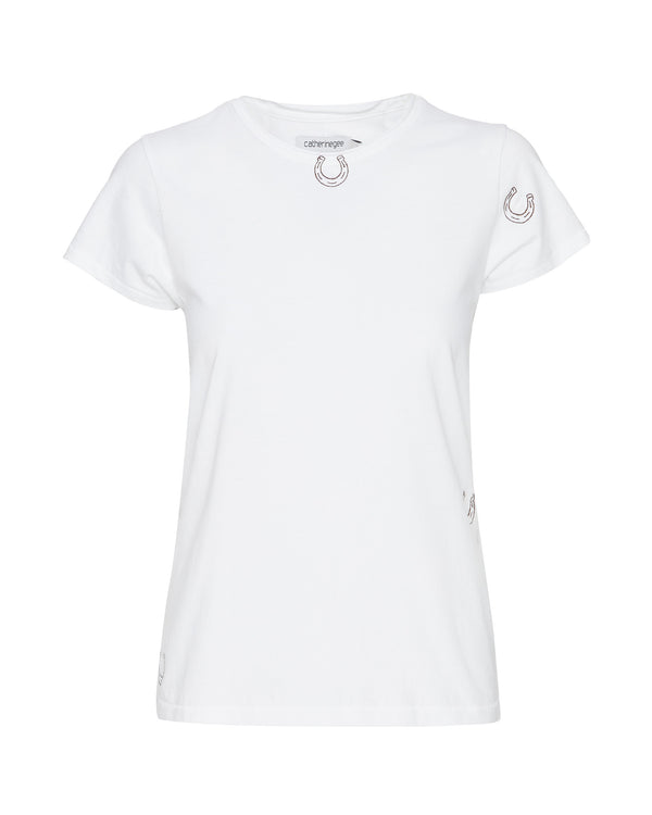CATHERINEGEE Embroidered Cotton T-Shirt in Horseshoe