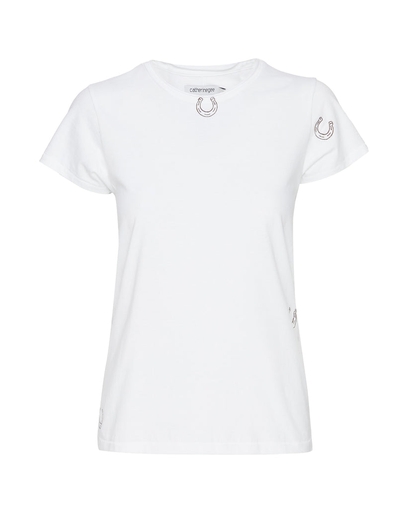 CATHERINEGEE Embroidered Cotton T-Shirt in Horseshoe