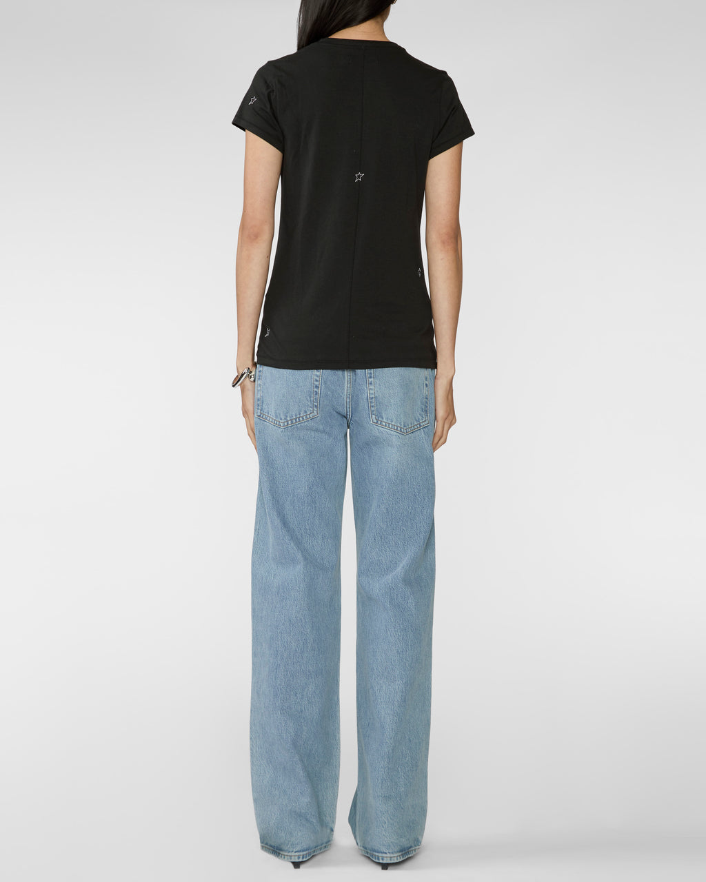 CATHERINE GEE Embroidered Cotton T-Shirt in Black Star