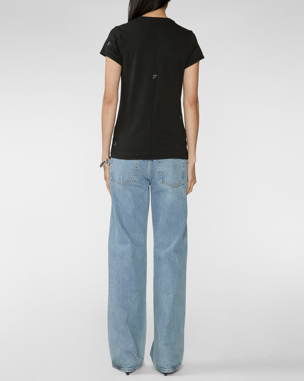 CATHERINE GEE Embroidered Cotton T-Shirt in Black Star