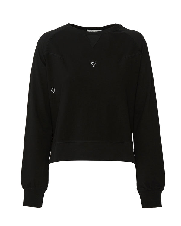 CATHERINE GEE Embroidered Heart Sweatshirt in Black