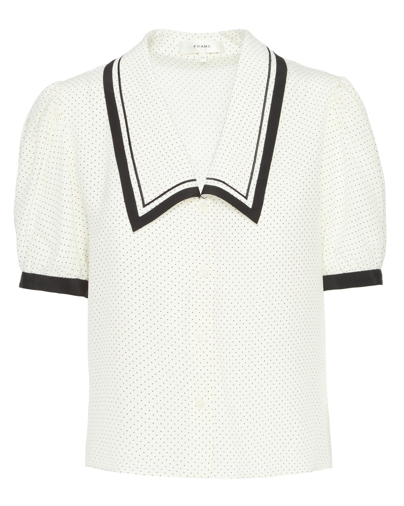 The Polka Dot Sailor Blouse in Cream Multi