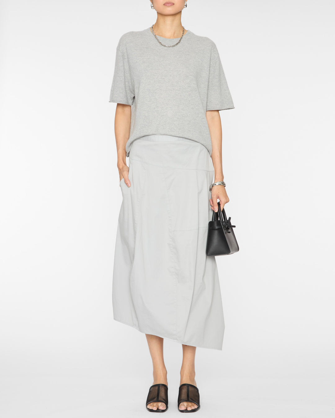 TIBI Garment Dyed Silky Cotton Asymmetrical Balloon Skirt