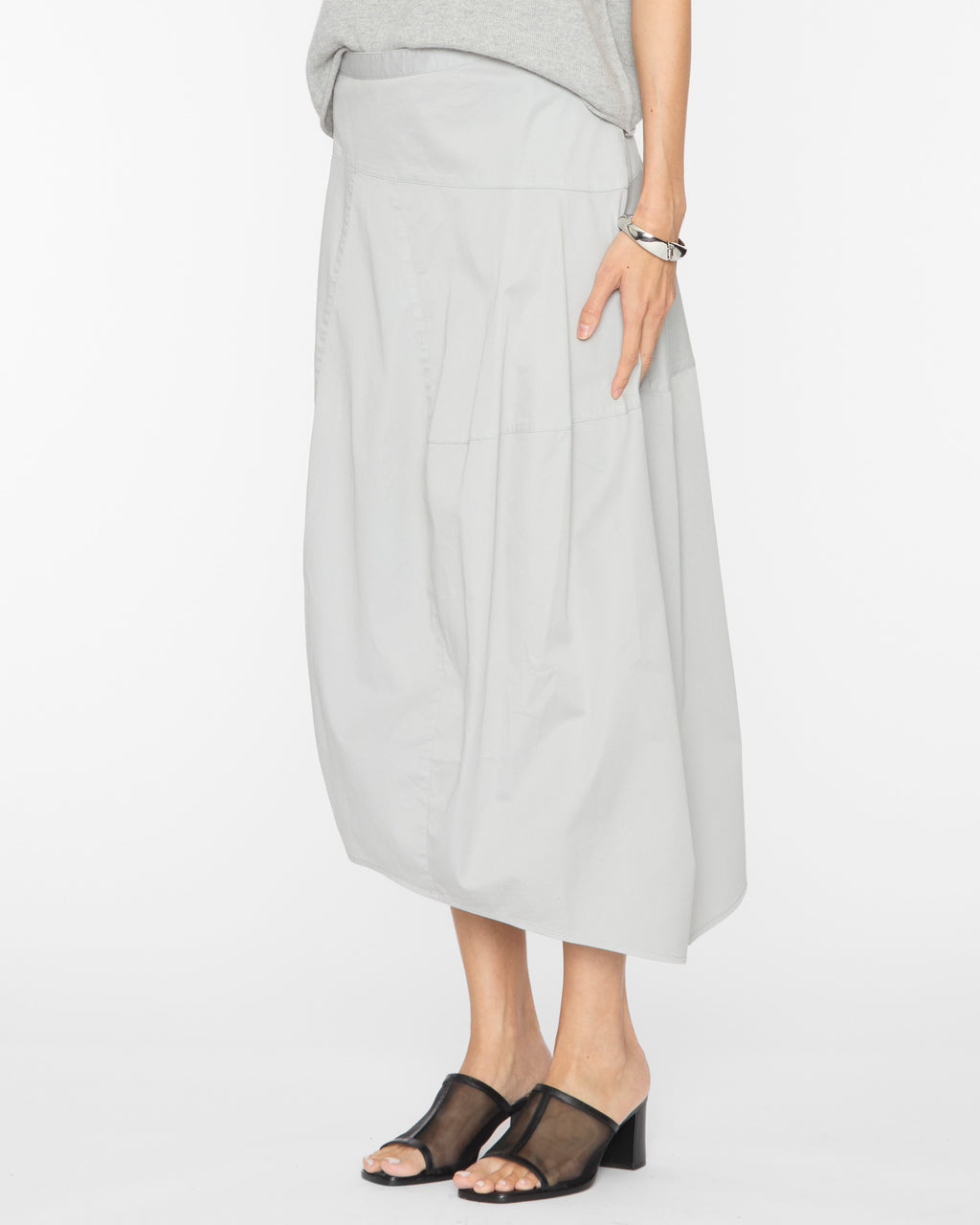 TIBI Garment Dyed Silky Cotton Asymmetrical Balloon Skirt